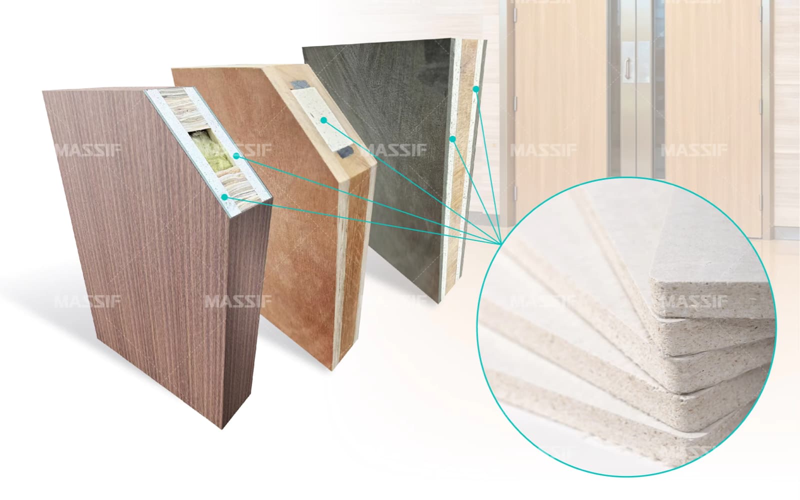 Magnesium sulfate board used as fire door core in door leaf