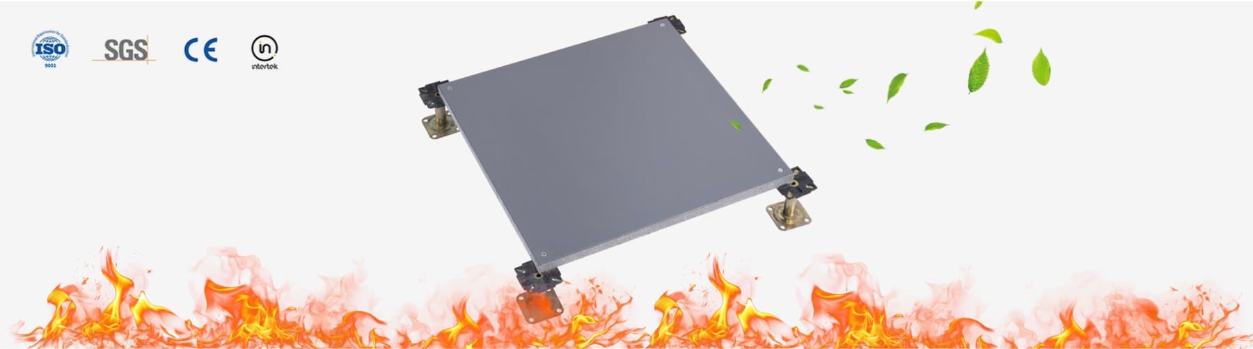 Specifications and custom options of Low Profile Raised Access Floor for Office Wiring: FS440 and FS662 panel size, concentrated load, uniformly distributed load, ultimate load, impact load, fire rating and pedestal height