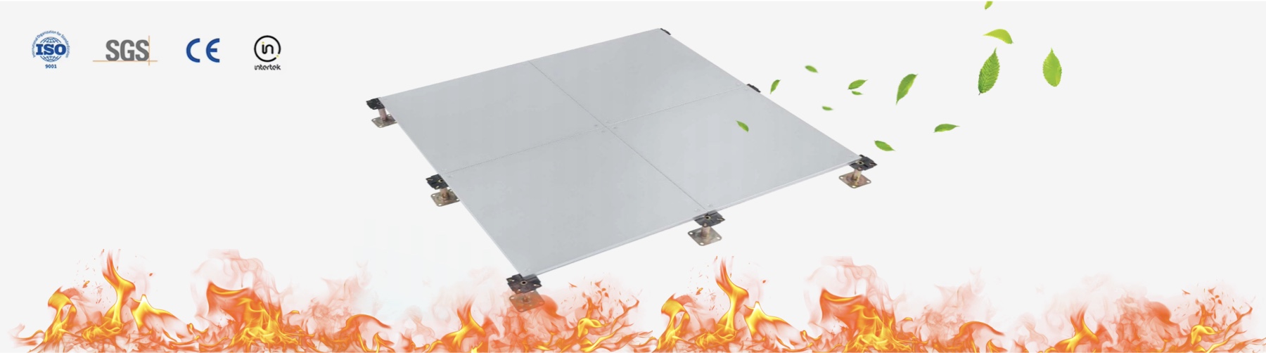 Specifications and custom options of Six-Side Steel Encapsulated Raised Floor: FS800 HDW(P) and FS1000 HDW(B) panel size, concentrated load, uniformly distributed load, fire resistance rating and basic construction