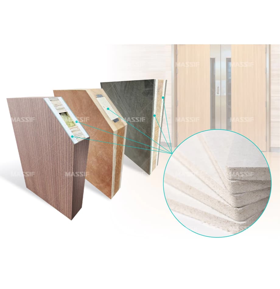 Fire-Rated Sulfate MgO Board used as core layer, reinforcement layer or internal lining in fire-door constructions